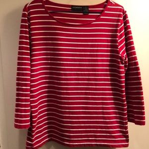 Liz Claiborne red & white horizontally striped top